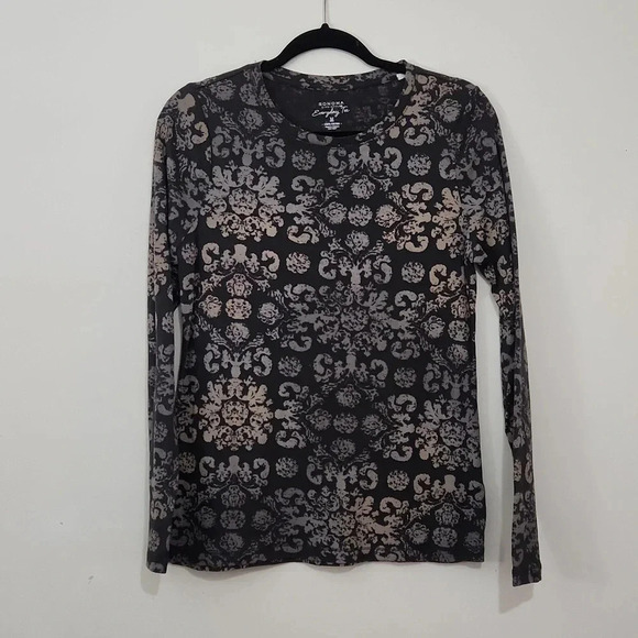 Sonoma Tops - Sonoma Everyday Tee ling sleeve patterned top grey M Medium